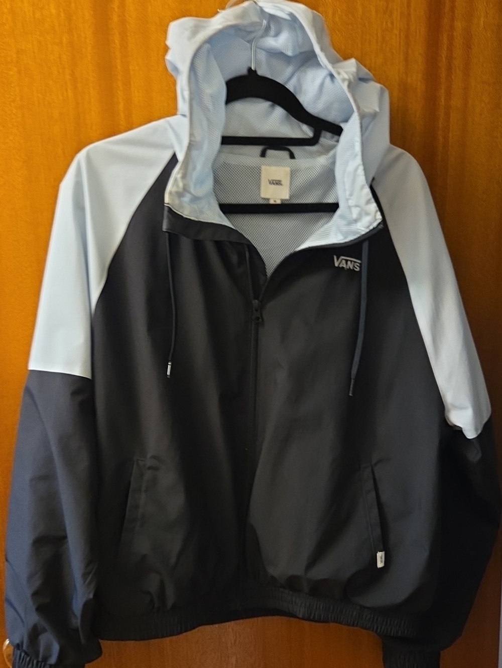 Vans Black and Light Blue Hooded Windbreaker Jacket